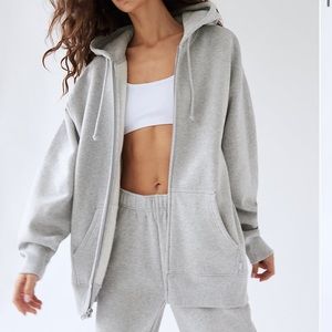 TNA cozy fleece boyfriend zip up hoodie